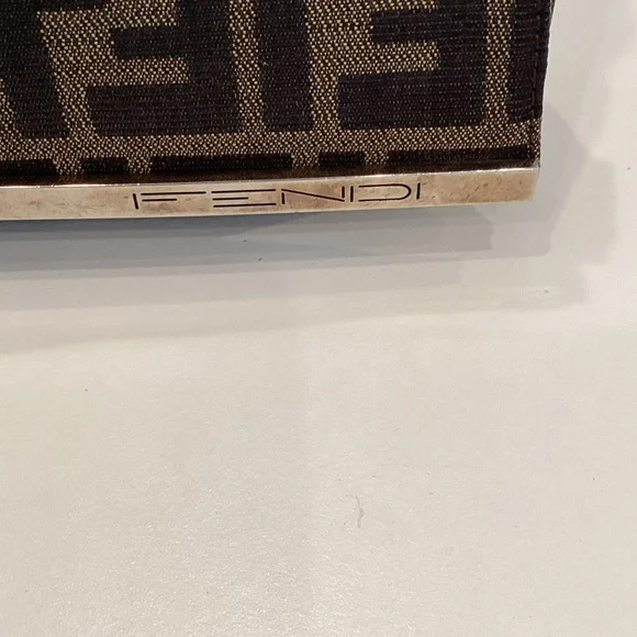 Fendi FF Zucca Canvas Clutch Shoulder Bag in Brown - Picture 2 of 4